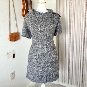 elegant grey cable knit sweater mini dress